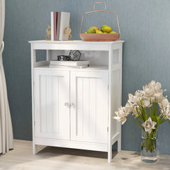 Bathroom Standing Storage with Double Shutter Doors Cabinet - White