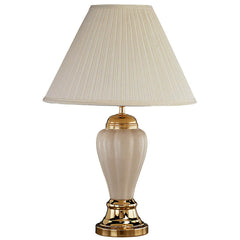 27" Tall Ceramic Table Lamp, Urn-Shaped with Ivory finish - Linen Shade