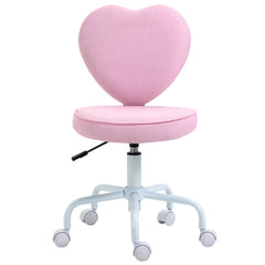 Heart Love Shaped Back Design Office Chair with Adjustable Height and 360 Swivel Castor Wheels, Pink