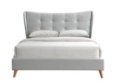 Modern Eastern King Bed - Light Gray Fabric