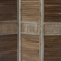 Wood Panel Divider Screen, Shutter Design, 3 Panels 67 Inch - Distressed Brown