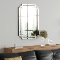 Large Wall-Mounted Silver Decorative Rectangular Wall Mirror