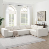 129.5' Minimalist Style Modular Sectional Sofa,6 Seat Wrinkle-resistant Chenille Couch Set,2 PC Free Combination,Modern L-Shaped Cloud Sofa Set for Living Room,No Assembly Require,3 Colors