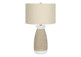27"H Table Lamp, Cream Ceramic, Beige Shade, Contemporary