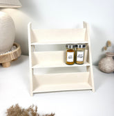 Minimalist Textured Kitchen Spice Wood Stand Rack (can fit 18 spice jars) - Cream