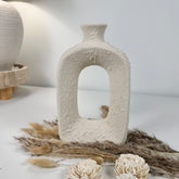 Minimalist Textured Hand-Painted Ceramic Vase 9.5" tall - Cream