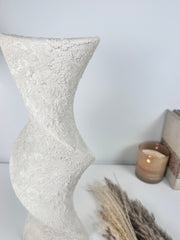 Minimalist Textured Hand-painted Ceramic Vase 16" off white washed
