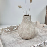 Rustic Beige Wash Wood Vase 6.5" tall