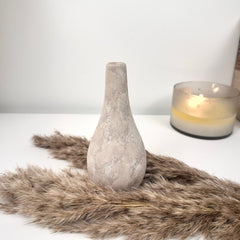 Small Decorative Ceramic Vase 6” tall - Hand-Painted Beige washed