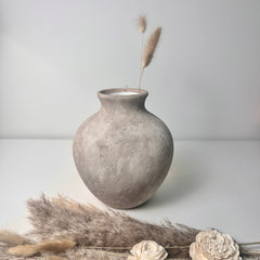 Minimalist Crater Moon Ceramic Vase 7.5" tall - Beige wash