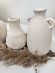 Set of 3 minimalist vases - hand painted and textured - off white