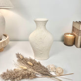 Minimalist Textured Hand-painted Ceramic Vase 11" tall - Off-White