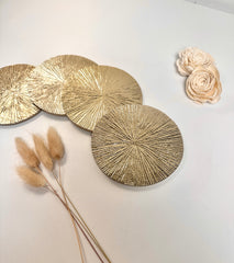 Set of 4 Round Metallic Gold Coasters