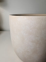 9" tall Minimalist Hand-Painted & Textured Planter Pot with drainage hole - Sand wash