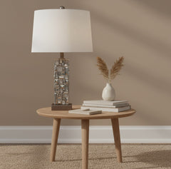 28" Tall Polyresin Table Lamp with Abstract Mirror Design
