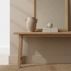 Minimalist Ceramic Vase with 2 handle 9" - Tan Matte