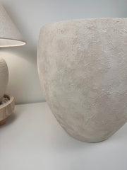 Minimalist Textured Hand-painted Ceramic Planter 16" tall - cream/off-white