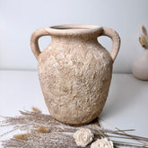 Rustic Minimalist Textured Hand-painted 10.5" tall - Light Beige wash
