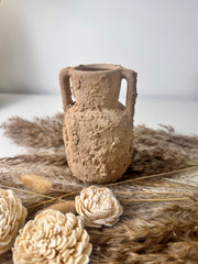 Minimalist rustic hand-painted textured small vase 5“ tall- Tan Beige