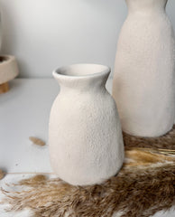 Set of 2 Vases minimalist hand-painted textured - cream