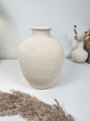 Minimalist Hand-Painted and Textured Ceramic Vase 10” tall
