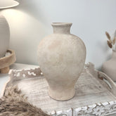 Minimalist Textured Ceramic Vase 10.5" - Cream Sand washed