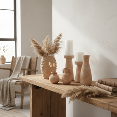 Set of 2 Rustic Handmade Terracotta Shade Candle Holder 9’’ and 7’’ tall