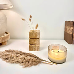Handcrafted Organic Natural Stone Vase 6“ - Beige & Tan