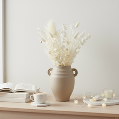 Minimalist Ceramic Vase with 2 handle 9" - Tan Matte