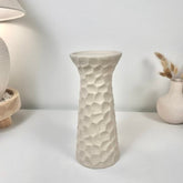 Minimalist Abstract Textured Candlestick 10'5 tall Beige Linen Color