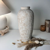 Minimalist Vase 18" tall Textured Hand-painted Ceramic - Cream Sand wash