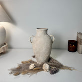Minimalist Textured Hand-painted Ceramic Vase 12" tall - cream sand/off-white