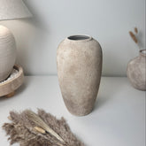 Minimalist Modern Ceramic Vase 12" tall - Hand-Painted light brown beige washed