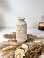 Minimalist rustic hand-painted textured small vase 8“ tall- Cream Sand wash