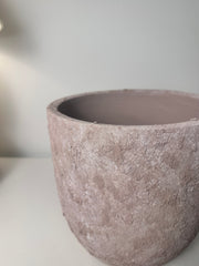 9" tall Minimalist Hand-Painted & Textured Planter Pot with Drainage Hole - Light Coffee Brown