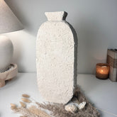 Minimalist Textured Hand-painted Sculpture Floor or Table Vase 17" tall - Cream