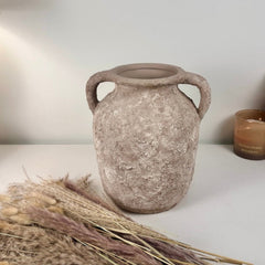 Rustic Minimalist Textured Hand-painted 10.5" tall - Beige wash