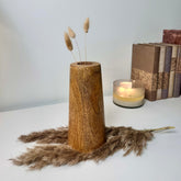 Rustic Vase Wood 8" tall - Brown