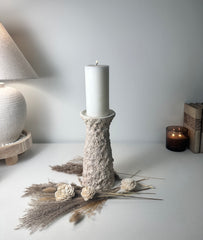 10'5 Minimalist Abstract Textured Candle Holder for Candlestick and Pillar Candle 10'5 tall - Cream wash