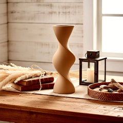 Modern Twisted Vase 16" - Coffee Brown