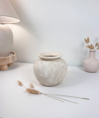 Minimalist Cream washed Vase 6.5" tall (8x8x6.5" dia 3.7")