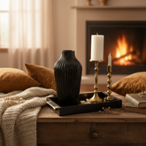 Elegant Black Glossy Vase 13 in tall