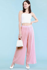 Women's Pleated Wide Leg Palazzo Pants with Drawstring