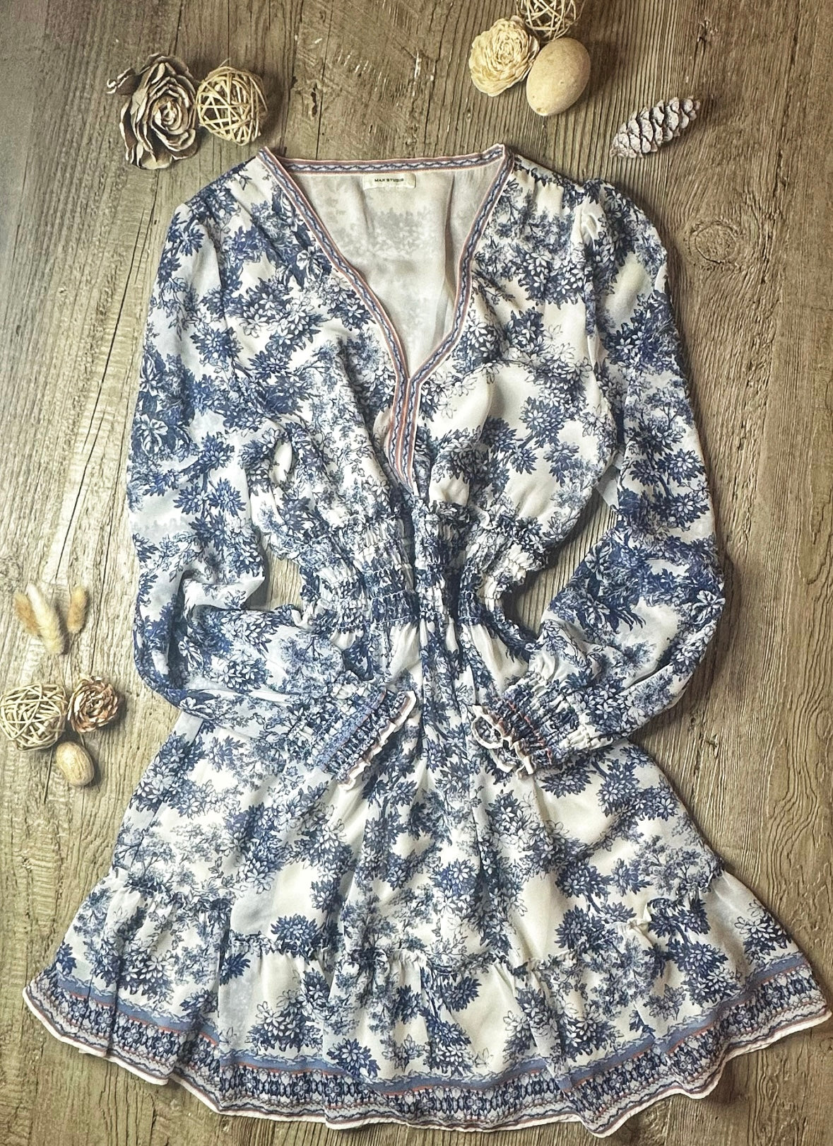 blue and white french dress French Connection Cameron Dress in Chalk Blue main image 0