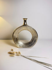 Modern Donut Metallic Gold Vase 12" tall