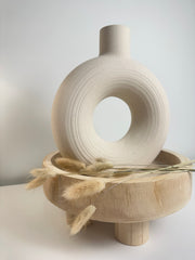Minimalist Donut Ceramic Vase Sand Color 9.5"