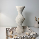 Minimalist Twisted Textured Hand-painted Ceramic Vase 16" off white wash