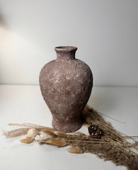 Rustic Earth Brown Textured Ceramic Vase 10" tall