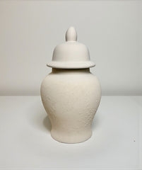 Minimalist Half Textured Jar with Lid 11" - Sand