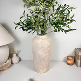 Minimalist Textured Hand-painted Ceramic Vase 18" tall - Cream Sand wash
